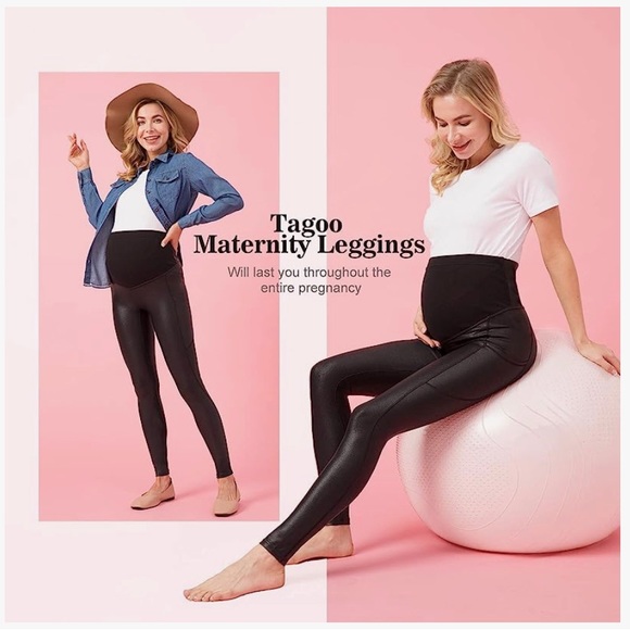 Tagoo Pants - Tagoo Maternity Faux leather leggings